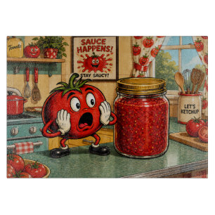 Lustige Tomatensauce Schneidebrett