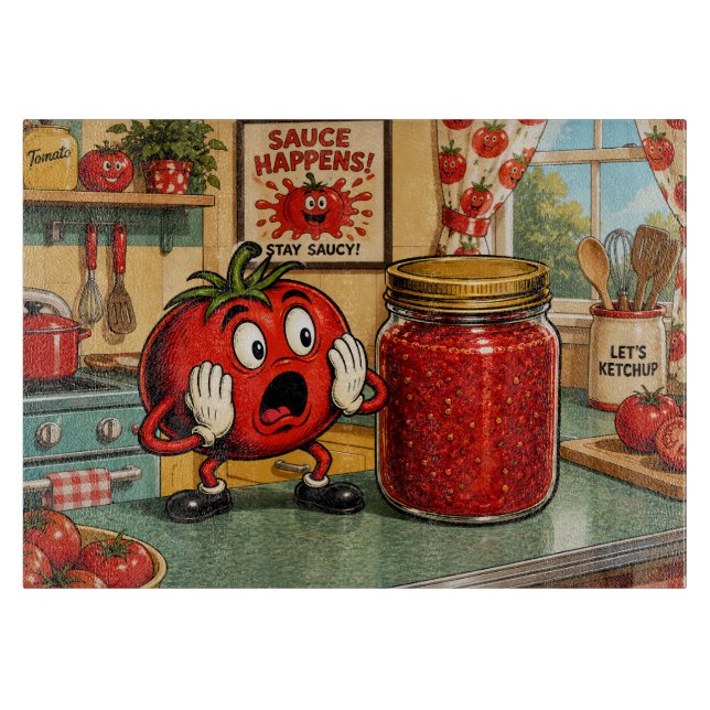 Lustige Tomatensauce Schneidebrett (Vorderseite)