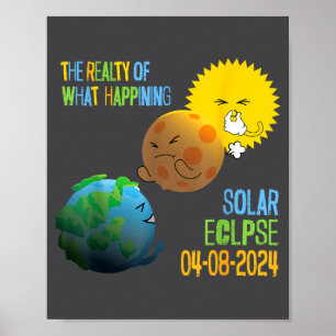 Lustige totale Sonnenfinsternis April 8 Solar Poster