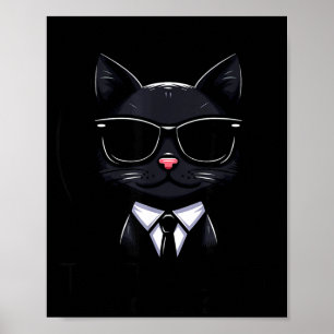 Lustige totale Sonnenfinsternis Katze Sonnenbrille Poster