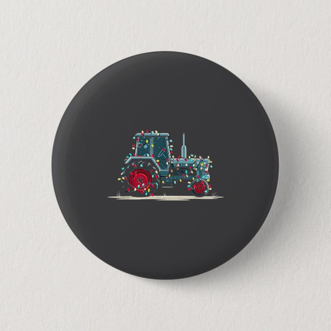 Lustige Traktor-Weihnachtsgrafik-Lichterliebhaber- Button (Vorderseite)
