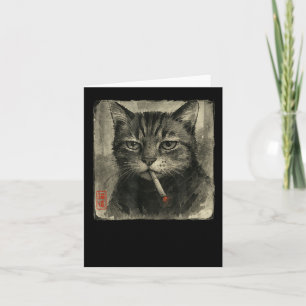Lustige traurige Katze raucht Zigaretten-Meme-Lieb Karte