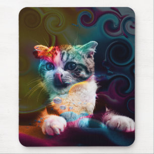 LUSTIGE TRENDIGE BUNTE KATZENKUNST MOUSEPAD