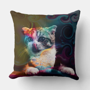LUSTIGE TRENDIGE FARBENFROHE KATZENKUNST KISSEN