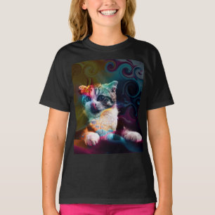 LUSTIGE TRENDIGE FARBENFROHE KATZENKUNST T-Shirt