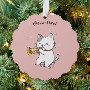 Lustige Trompetenkatze – Süße Feline Jazz  Ornament Karte