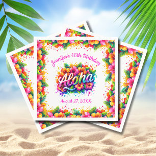 Lustige tropische Aloha-Geburtstags-Luau-Party Serviette