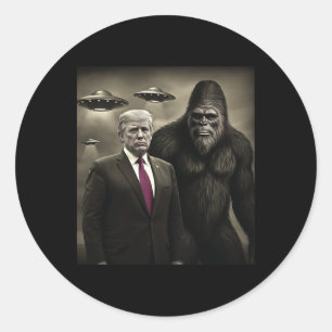 Lustige Trump Bigfoot Ufo Alien Begegnung Verschwö Runder Aufkleber