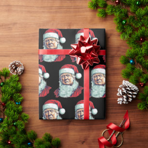 Lustige Trump Weihnachten Santa Kunst Portrait Gra Geschenkpapier