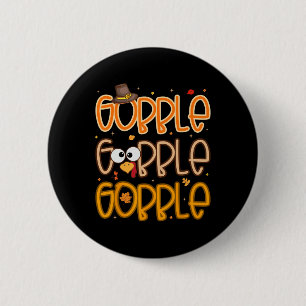 Lustige Truthahn Gesicht Thanksgiving Gackern Shir Button