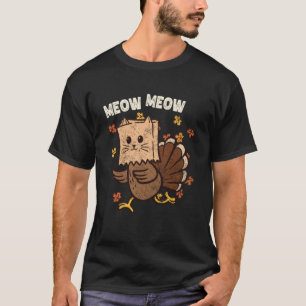 Lustige Truthahn-Katze Miauen Humor Thanksgiving M T-Shirt