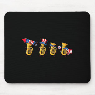 Lustige Tuba Amerikanische USA-Flagge 250 Jahre 4. Mousepad