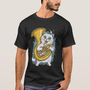 Lustige Tuba-Katze Musikliebhaber Süße Band Nerd T-Shirt