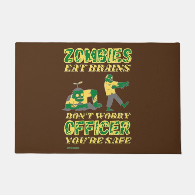 lustige Tür "ZOMBIES ESSEN BRAINS..." Fußmatte (Vorderseite)