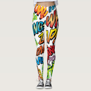 Lustige typografische Comic-Book-Pop-Art-Sounds Leggings