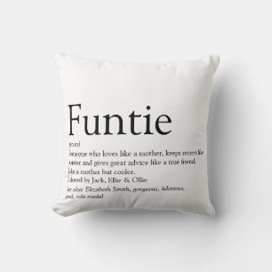 Lustige typografische Funtie-Tante-Tante-Definitio Kissen