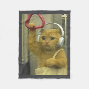 Lustige U-Bahn-Katzen-Meme-Hengst-Brainrot-Katzen- Fleecedecke