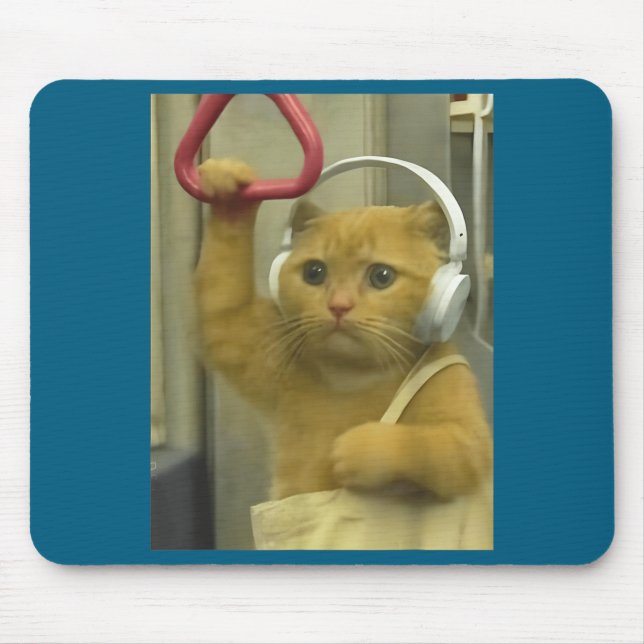 Lustige U-Bahn-Katzen-Meme-Hengst-Brainrot-Katzen- Mousepad (Vorne)
