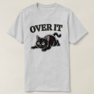 Lustige Überdrüssige Schwarzkatzen-Illustration T-Shirt