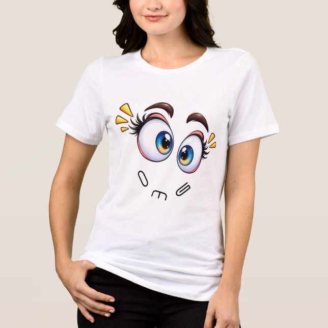 Lustige überraschte Augen Tri-Blend Shirt (Vorderseite)