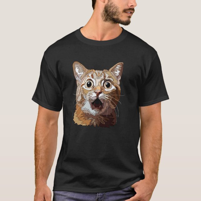 Lustige überraschte Katze T-Shirt (Vorderseite)