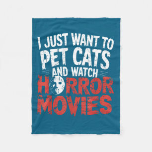 Lustige Uhr Horrorfilm Fan - Halloween Katzenliebh Fleecedecke