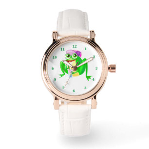 Lustige Uhr mit glücklichem Partyfrosch