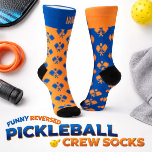 Lustige umgekehrte Pickleball-Crewsocken Socken