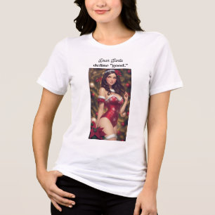 Lustige unartige Weihnachtsfrau in Santa-Lingerie Tri-Blend Shirt