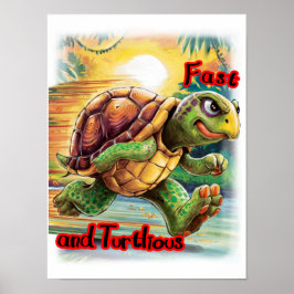Lustige und bunte Cartoon-Schildkröte auf einer  Poster