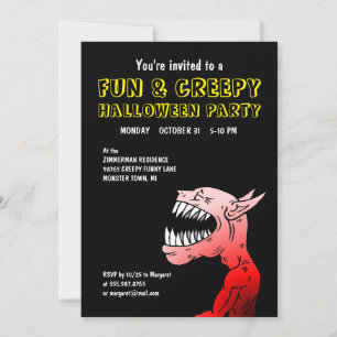 Lustige und gruselige Halloween-Party-Einladung Einladung