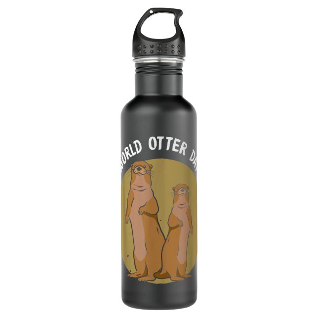 lustige und niedliche Otters-Geschenke für den Wel Edelstahlflasche (Vorderseite)