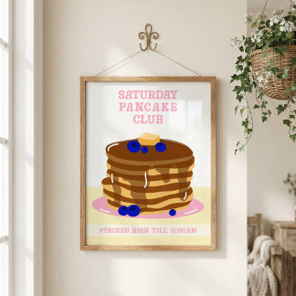 Lustige und Retro Frühstückspfannkuchen Küchenkuns Poster