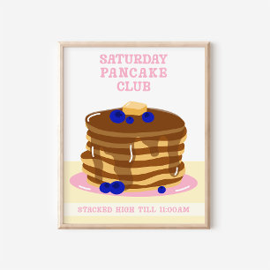 Lustige und Retro Frühstückspfannkuchen Küchenkuns Poster