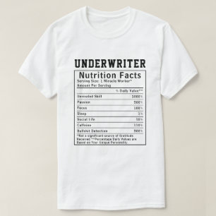 Lustige Underwriter-Ernährungsfakten Finanzgeschen T-Shirt