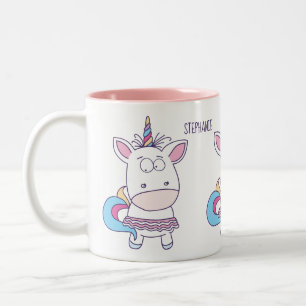 Lustige Unicorn-Name-Tassen Zweifarbige Tasse