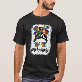 Lustige unordentliche Bun-Mommy-Autismus-Puzzle-Au T-Shirt