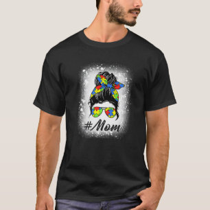 Lustige unordentliche Dutt-Mama Autismus Puzzle Au T-Shirt