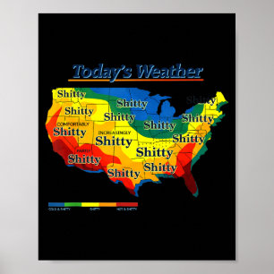 Lustige US-Wetterkarte Parodie heutige Vorhersage Poster