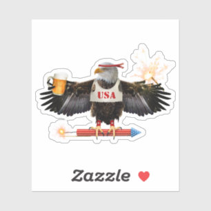 Lustige USA Eagle 4. von Julibier und -Feuerwerken Aufkleber