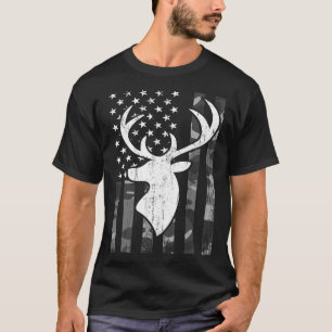 Lustige USA-Flagge-Tarnung-Weißwedelhirsch-Jagd T-Shirt