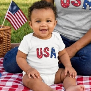Lustige USA-Geburtstagsfeier Rot Weiß und Blau Baby Strampler
