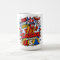 Lustige USA-Wurst-BBQ-Pun-patriotische Comic-Kunst