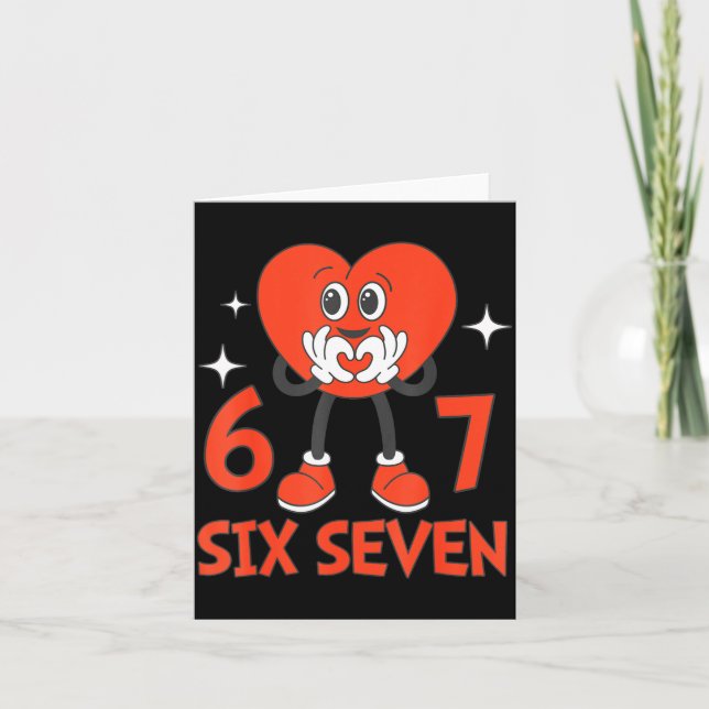 Lustige Valentins Six Seven Hearts 6 7 Meme Jungen Karte (Vorderseite)