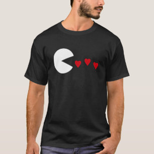 Lustige Valentinstag-Herzen essen Vintage-Gamer T-Shirt