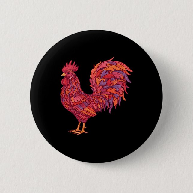 Lustige Valentinstag-Hühnerherz-Hühner-Mama Co Button (Vorderseite)