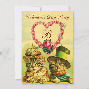 LUSTIGE VALENTINSTAG-KATZEN, ROSA ROSENHERZ RSVP EINLADUNG