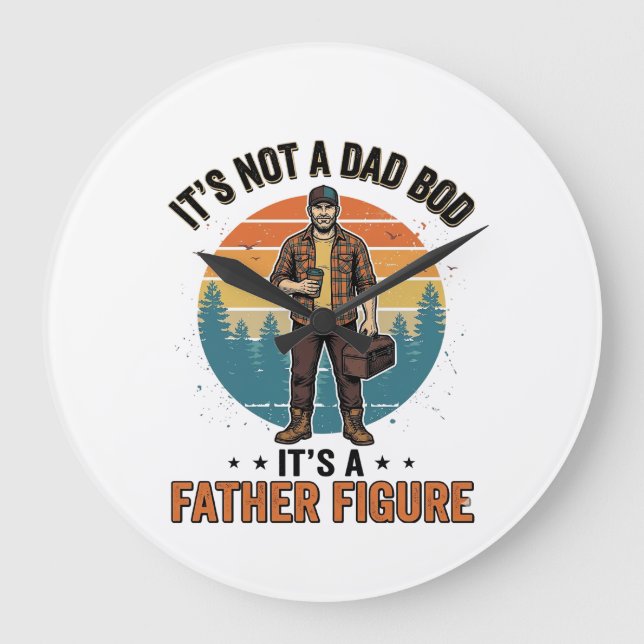 Lustige Vaterfigur Vintage-Dad-Humor-Shirt-Design Große Wanduhr (Vorderseite)
