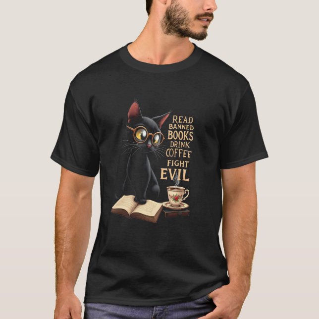 Lustige verbotene Bücher Katze T-Shirt (Vorderseite)
