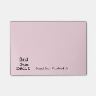 Lustige Verfasser, die das Leben essen, schreiben Post-it Klebezettel